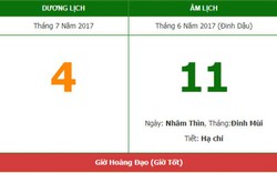 Âm lịch hôm nay (11.6, tức 4.7 dương lịch): Cần chú ý những điều gì ?