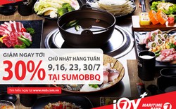 Giảm 30% hóa đơn cho chủ thẻ Quốc tế Maritime Bank khi thưởng thức món ăn tại SumoBBQ