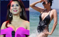 "Ngộp thở" vì nữ MC tuổi U60 vô tư mặc bikini, váy xẻ ngực hun hút