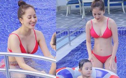 Khánh Thi diện bikini khoe dáng nuột giữ chân chồng trẻ Phan Hiển