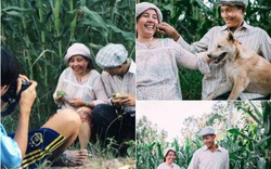 Bộ ảnh bố mẹ nông dân được con trai lội ruộng chụp tặng gây sốt