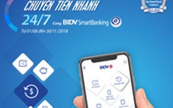 Ưu đãi chuyển tiền nhanh 24/7 trên BIDV SmartBanking