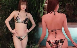 Em gái Công Vinh diện bikini, khoe dáng nóng bỏng bên bể bơi