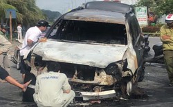 Quảng Ninh: Đâm vào dải phân cách, xế hộp Prado bốc cháy