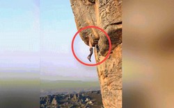 Thót tim người đàn ông leo núi dựng đứng không thiết bị an toàn