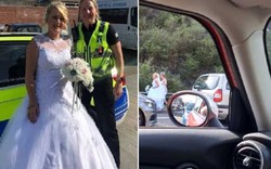 Cô dâu đến đám cưới trong xe cảnh sát khiến ai cũng hết hồn