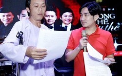 Hoài Linh lau mồ hôi cho Quang Hà trong buổi tập nhạc