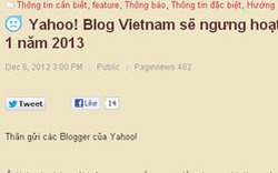 Yahoo tuyên bố đóng cửa blog tại Việt Nam