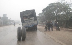 Nghệ An: Xe tải đang chạy bỗng văng... đôi bánh