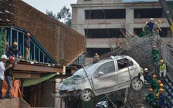 Sập giàn giáo: “Giải cứu” chiếc taxi bị 80 tấn bê tông đè bẹp