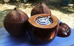 Chiếc vỏ bình trà bằng trái dừa quê nội