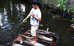 Trò chơi đua thuyền bập dừa của tuổi thơ