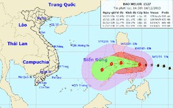 Giật trên cấp 17, siêu bão Melor có thể đổi hướng