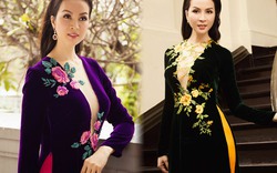 MC Thanh Mai duyên dáng với áo dài thêu hoa