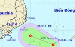 Xuất hiện áp thấp nhiệt đới mạnh cấp 6 trên quần đảo Trường Sa