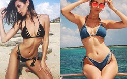 Hot girl Hollwood nổi nhất bờ biển với bikini móc lưới kiệm vải