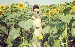 "Sốc" với thanh niên khỏa thân tại cánh đồng hoa hướng dương