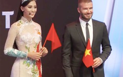 Hoa hậu Tiểu Vy mặc áo dài trong suốt bên David Beckham