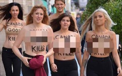 Phụ nữ ngực trần biểu tình giữa trời rét 4 độ ở New York