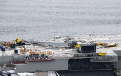 Cận cảnh tàu sân bay duy nhất Nga bị thủng một lỗ vì tai nạn bất ngờ