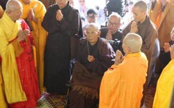 Thiền sư Thích Nhất Hạnh gặp phật tử ngày giỗ tổ chùa Từ Hiếu