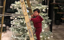 Con trai Đan Trường giúp mẹ trang trí cây thông Noel trong biệt thự triệu đô