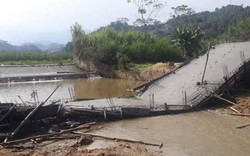 Yên Bái: Cầu đang xây dựng bất ngờ đổ sập