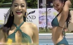 Clip: Á hậu Kiều Loan mặc chéo bikini nóng bỏng, antifan chê "đùi to" phải "câm nín"