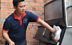 Quảng Ngãi: Trai trẻ chế tạo máy vừa đốt rác lại đun được nước sôi