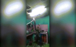 Video: Trăn “khủng” giằng co với lính cứu hỏa trên trần nhà bếp