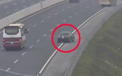 CLIP: Ôtô đi lùi suýt gây tai nạn trên cao tốc Hà Nội - Hải Phòng
