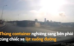 VIDEO: Xe container lật ngang trên cao tốc khi ôm cua