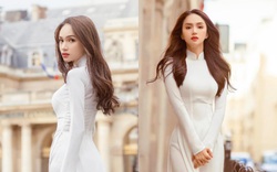 Hương Giang mặc áo dài trắng tinh khôi đẹp tựa nữ thần ở Pháp, "thả thính" gây "bão" mạng