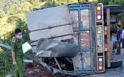 Phú Thọ: Xe tải lật khi đổ đèo, 2 mẹ con tử vong
