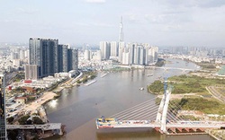 Ảnh: Cầu biểu tượng mới ở TP.HCM bắc qua sông Sài Gòn “đứng hình” sau 5 năm khởi công