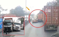 Clip: Khoảnh khắc như trong phim Transformers khi 2 xe container va chạm nhau trên Quốc lộ 5
