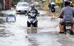 Đường ở TP Thủ Đức ngập cả ngày, dân “bơi” trong nước bẩn dù trời không mưa