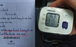 Nhìn vở tập viết khi dạy con học, bố bị tăng xông, phải kè kè máy đo huyết áp