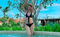 Á hậu Thúy Vân tự tin diện bikini sau khi sinh con cho chồng đại gia