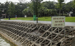 Công viên hồ điều hòa Thành phố Giao Lưu vừa hết thời hạn bảo hành đã bị sụt lún, bong tróc 