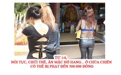 Từ 1/6, nói tục, chửi thề, ăn mặc hở hang... ở chùa chiền có thể bị phạt đến 500.000 đồng