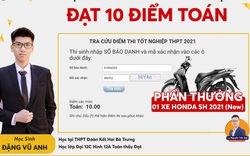 Nam sinh đạt điểm 10 Toán thi tốt nghiệp THPT 2021, thầy giáo "chịu chơi" thưởng nóng xe SH