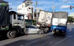 Clip: Tài xế buồn ngủ, xe tải gây tai nạn liên hoàn giữa 5 ô tô tại Quảng Trị