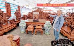Cận cảnh bộ bàn ghế “rồng đỉnh” làm bằng gỗ hương ta giá hơn 2 tỉ đồng ở Thanh Hóa