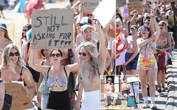 Cuộc diễu hành kỳ lạ “đòi quyền để ngực trần” trên bãi biển nước Anh