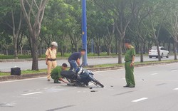 Thanh niên chạy xe quá tốc độ tông vào cảnh sát giao thông