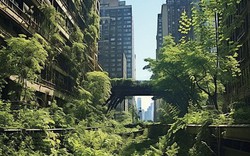 AI vẽ các thành phố của Mỹ bị bỏ hoang, cây cỏ mọc um tùm trong vòng 100 năm nữa