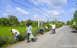 Đoạn đường hoa nông thôn mới đẹp, sạch ở một xã của Tiền Giang do Hội Nông dân cơ sở trồng, chăm sóc