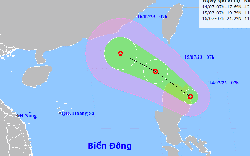 Vùng áp thấp đã mạnh lên thành áp thấp nhiệt đới giật cấp 8 gần ngay biển Đông