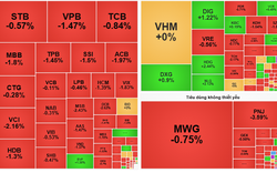 Sắc đỏ bao trùm bảng điện, chỉ số VN-Index hôm nay giảm gần 10 điểm